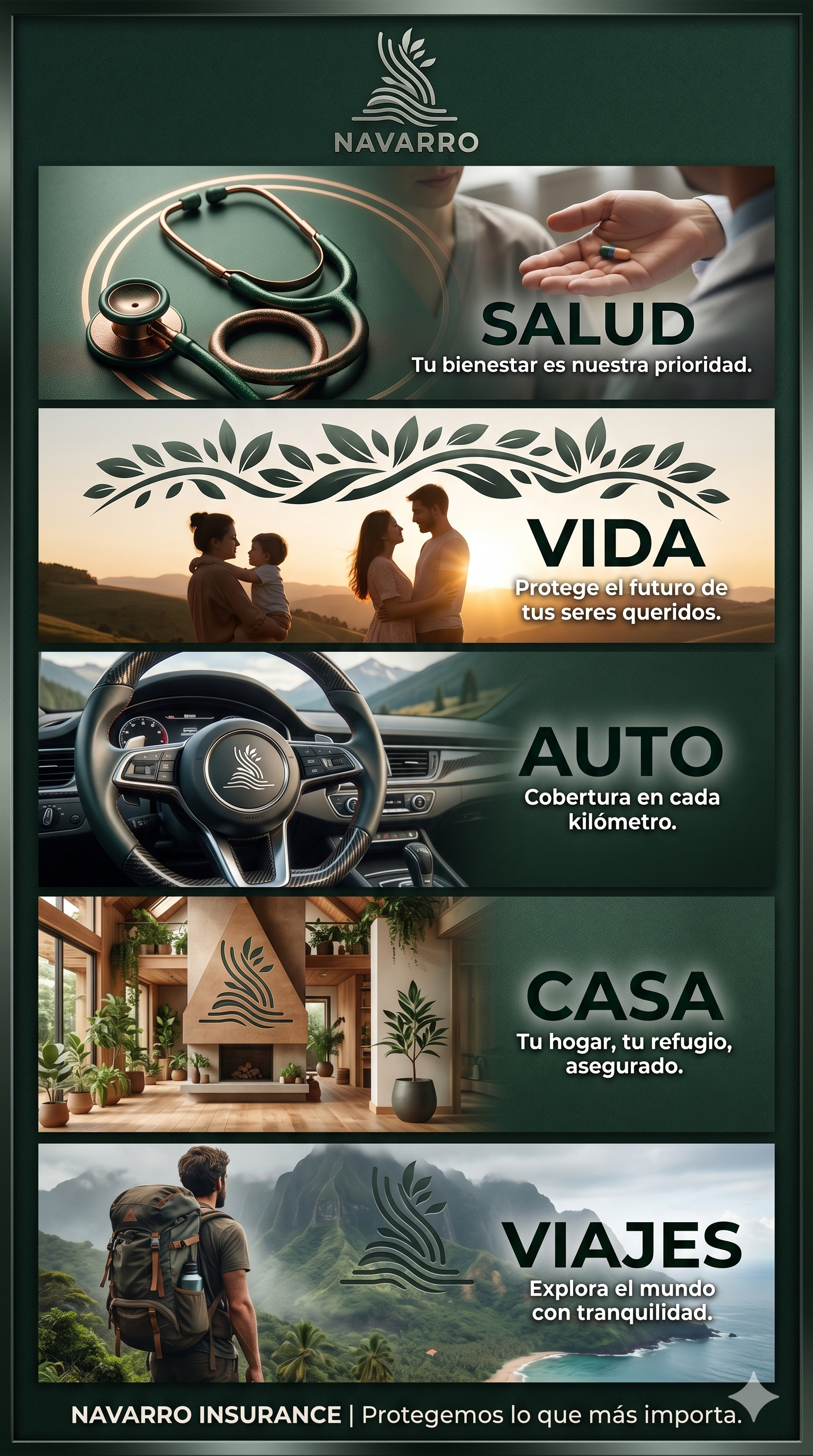Portafolio completo de coberturas de Tu Seguro 360 By Navarro Insurance